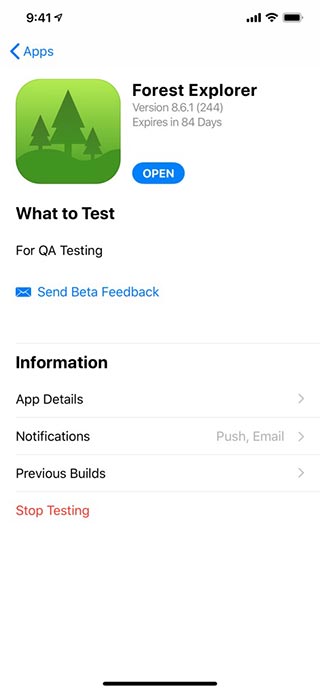 Test Flight app 