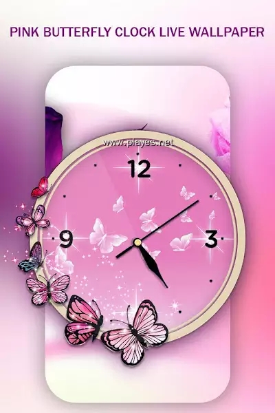 pink butterfly clock