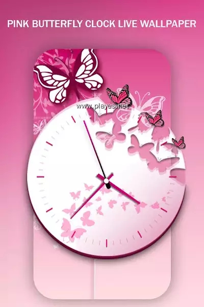 pink butterfly clock