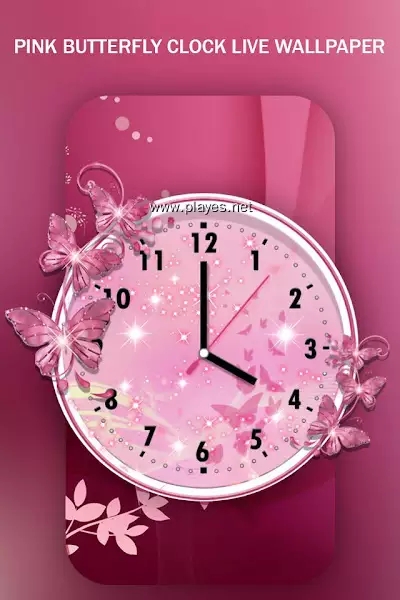 pink butterfly clock